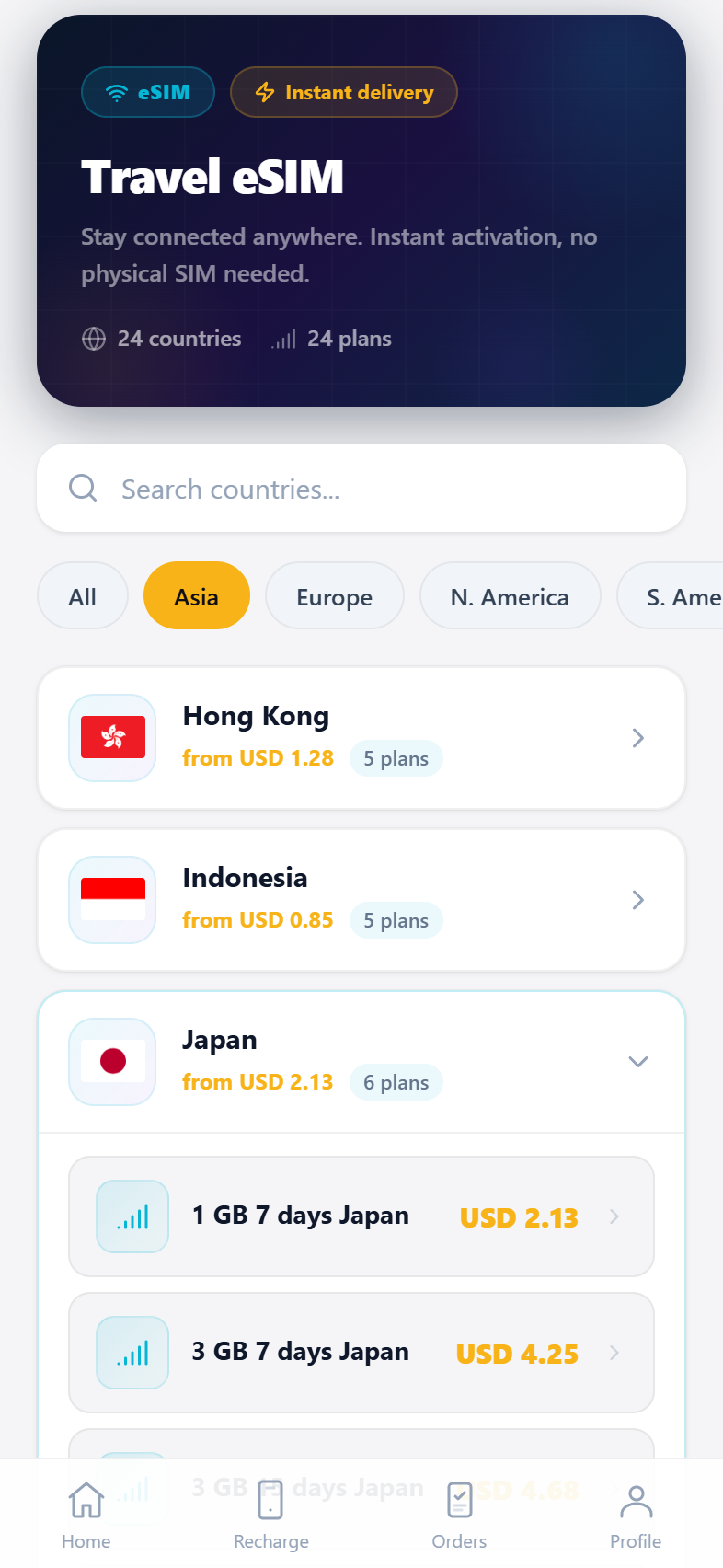 BuyCard eSIM Travel Data Plans